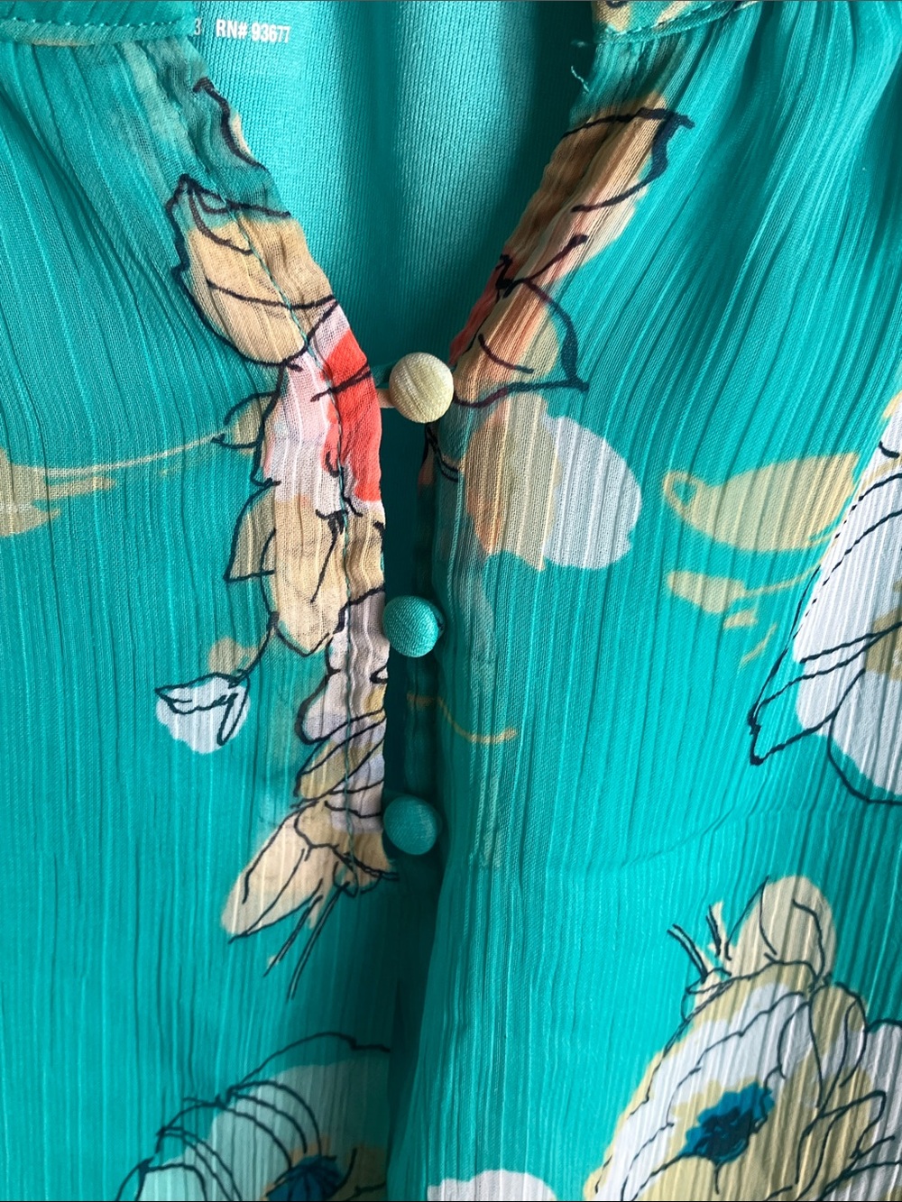 St. John's Bay Teal Floral Scoop-Neck Blouse - Picture 9 of 10